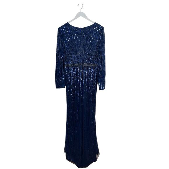 Mac Duggal Dress 5501 Midnight Blue Sequins Gown Size 12 $598 - Picture 8 of 10